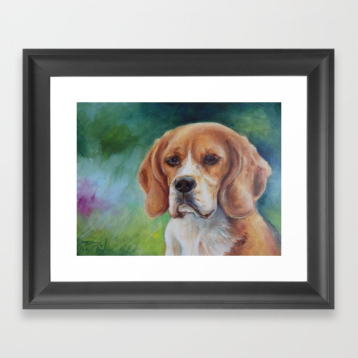Beagle Cute Dog Portrait Oil Painting On Canvas Decor For Pet