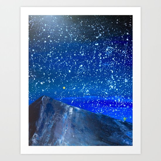 Moon Rising as an orange dot in the Great Sand Dunes National Park, USA travel Art Print