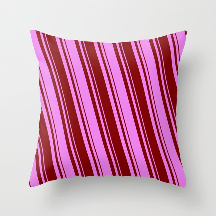 Maroon & Violet Colored Lined Pattern Throw Pillow