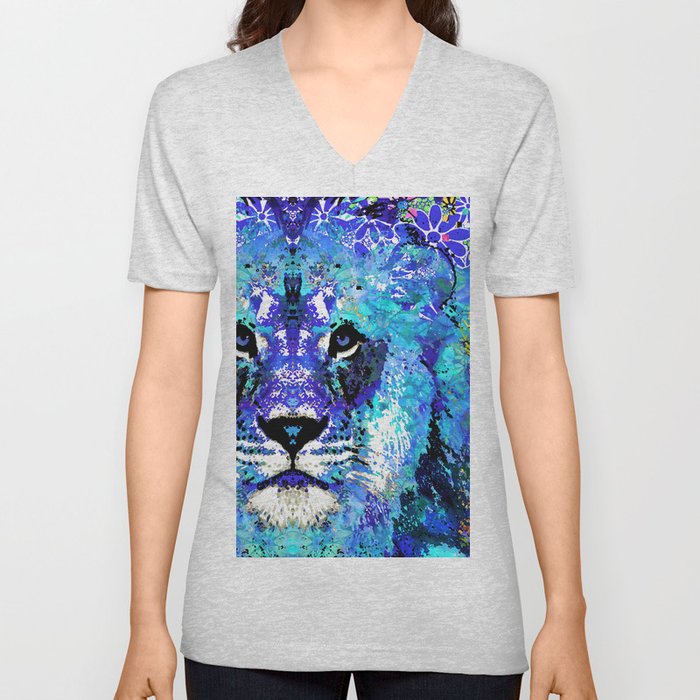 Lion Art - Beauty And The Beast - Sharon Cummings V Neck T Shirt