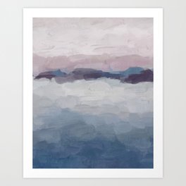 Oceans Away - Plum Purple Lavender Blue Abstract Painting Waves Cloud Horizon Modern Art Art Print