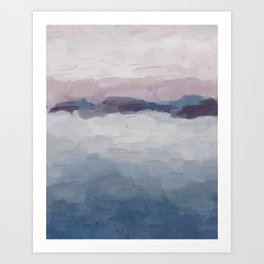 Plum Purple Lavender Blue Abstract Painting Ocean Waves