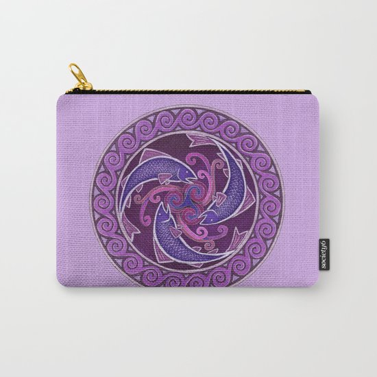 Purple Fish Spiral Celtic Mandala Carry-All Pouch