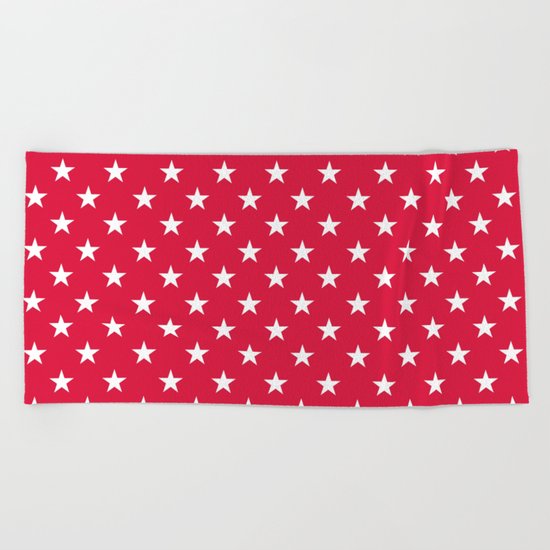 Stars (White/Crimson) Beach Towel