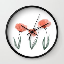 Spring Flower Trio Peach  Wall Clock