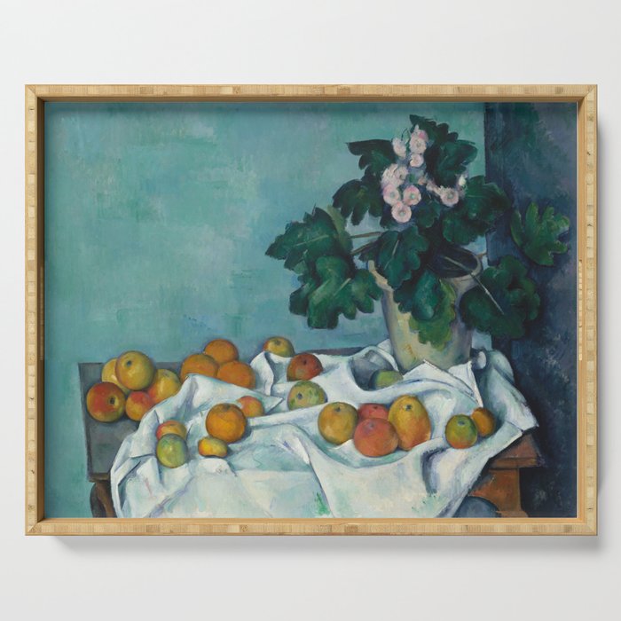 Still Life with Apples and a Pot of Primroses, Paul-Cézanne Serving Tray