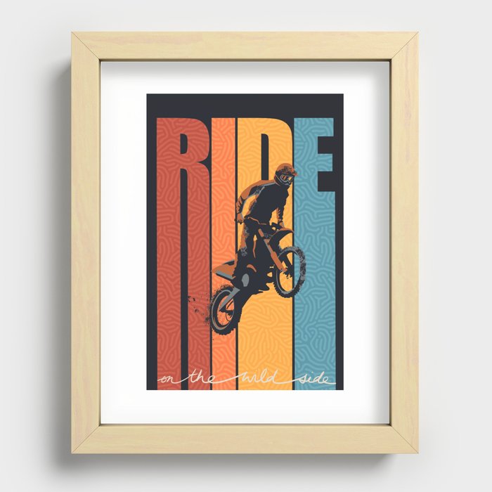 Retro motorcross ride on the wild side Recessed Framed Print