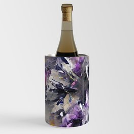 Purple and gray original abstract digital flowers artwork Wine Chiller