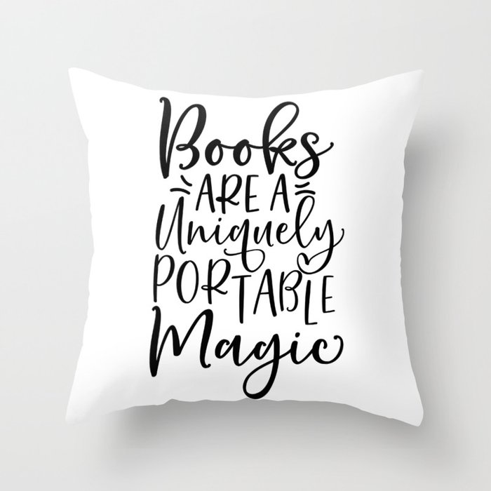 Books Are A Uniquely Portable Magic Throw Pillow