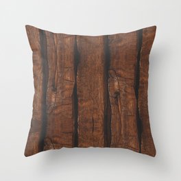 Rustic dark brown old wood Throw Pillow