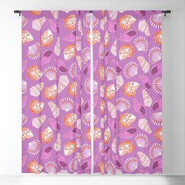 Shell pattern on purple background Blackout Curtain