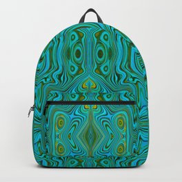 Trippy Retro Turquoise Chartreuse Abstract Pattern Backpack | Painting, Colorful, Blue, Abstract, Digital, Veridian, Turquoise, Aqua, Chartreuse, Yellow 