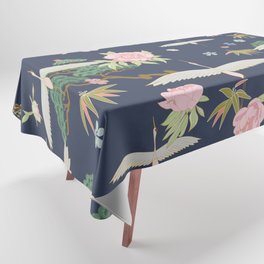 Japanese Crane Tropical Exotic Flower Pattern Tablecloth