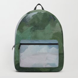 Windy Day on the Farm - Sky Blue and Sage Green Abstract Painting, Modern Rural Country Rustic Backpack