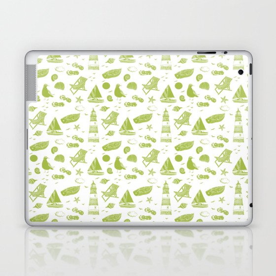Light Green Summer Beach Elements Pattern Laptop & iPad Skin