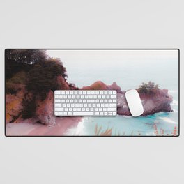 waterfall in the west coast at Mcway Falls, Big Sur, Highway 1, California, USA Desk Mat