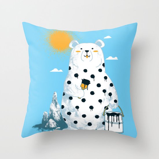 polka bear Throw Pillow