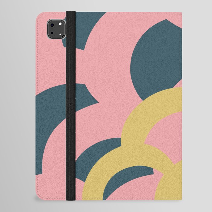 squiggly mermaid tale close up - pink navy yellow iPad Folio Case