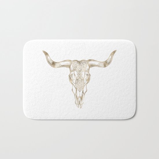 Bull Skull Gold Bath Mat