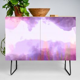 Pink Violet Lavender Abstract Watercolor Ombre Brushstrokes Credenza