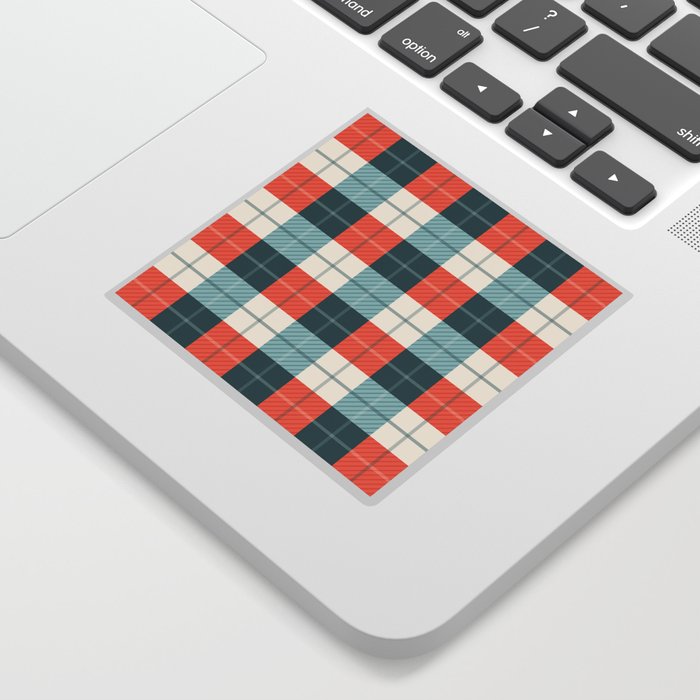 Christmas Winter Pastel Orange Buffalo Plaid Check Pattern Sticker