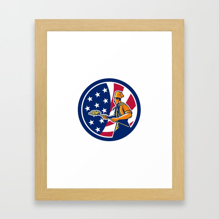 American Pizza Baker USA Flag Icon Framed Art Print