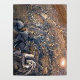 Swirling Clouds of Planet Jupiter Close Up from Juno Cam Poster