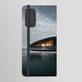Interstellar Landscape with Building on Icy Planet Android Wallet Case