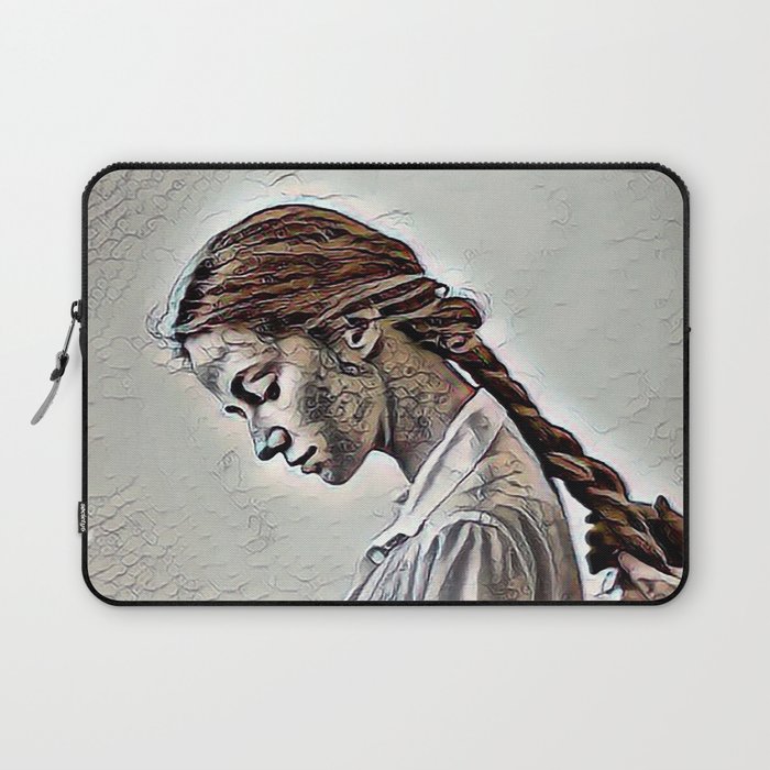 Young woman with her hair tied in braids - romantic vintage illustrationn artwork Laptop Sleeve