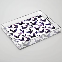 Galaxy Watercolor Birds Freedom Pattern Acrylic Tray