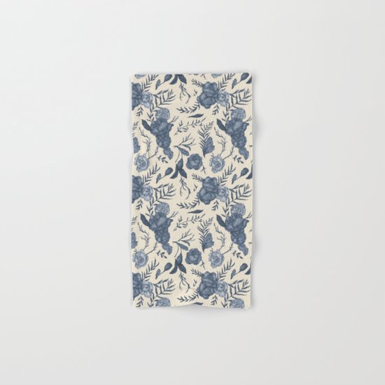 Blue Floral Pattern Hand & Bath Towel