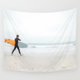 Beach - Surfer - Ocean - Minimal - Sea - Travel photography Wall Tapestry