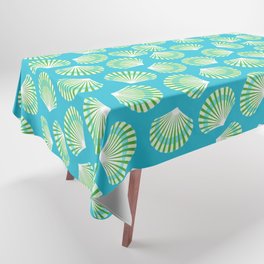 Blue and Lime Green Sea Scallop Shell Pattern Tablecloth