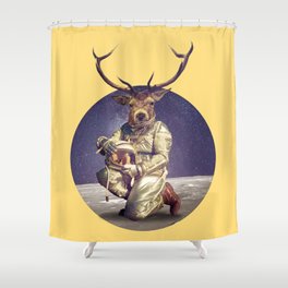 Astronaut deer Shower Curtain