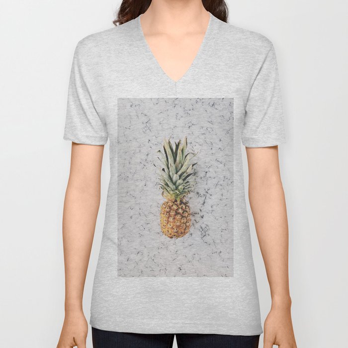 Pineapple Marble Background V Neck T Shirt by NewburyBoutique | Society6