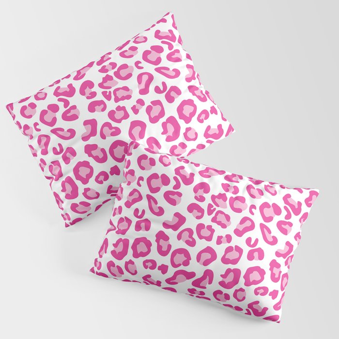 Leopard-Pinks on White Pillow Sham