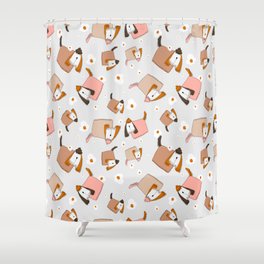 Cute dog and flowers Shower Curtain