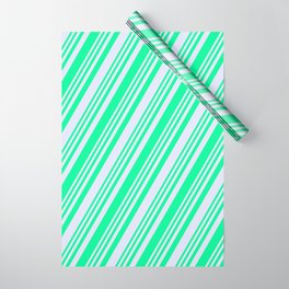 [ Thumbnail: Green & Lavender Colored Striped Pattern Wrapping Paper ]