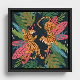 Jungle Cats - Roaring Tigers Framed Canvas