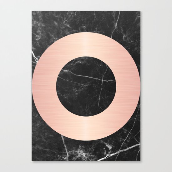 Black Marble with Pink Circle Canvas Print