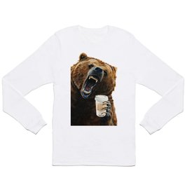 " Grizzly Mornings " give that bear some coffee Long Sleeve T-shirt