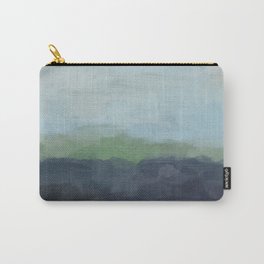 Sunday Afternoon - Navy Teal Aqua Sky Blue Green Abstract Art Painting Art Nature Horizon Modern Carry-All Pouch | Oil, Skylandclouds, Abstract, Abstractpainting, Painting, Calmandserene, Prettyandbeautiful, Peaceful, Stylishandtrendy, Monochromatic 