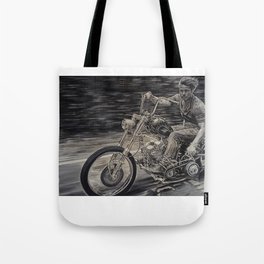 Brad Pitt on a motorcycle Tote Bag