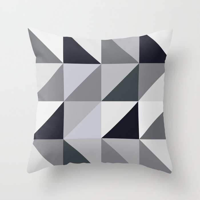 Monochrome (Black & White) Geometric Triangles Pattern Throw Pillow