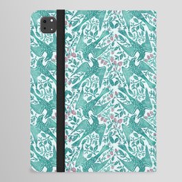 Robins and Raspberries - Blue Green iPad Folio Case