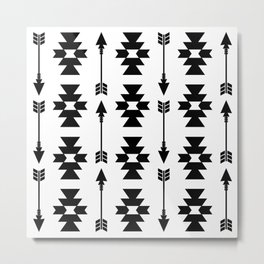 Southwestern Arrow Pattern 234 Black and White Metal Print
