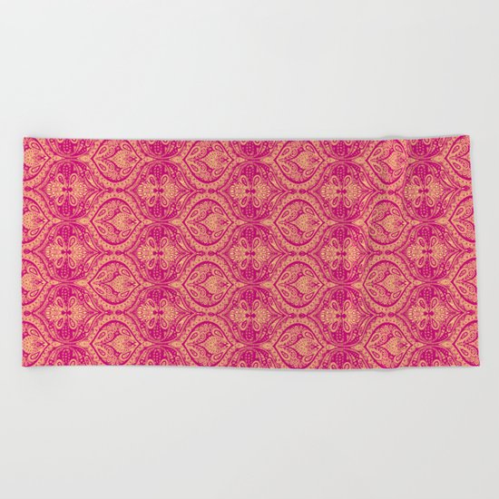 Simple Ogee Pink Beach Towel