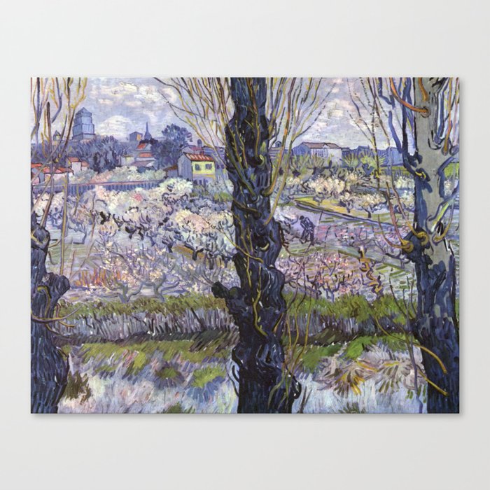 View of Arles, Flowering Orchards Canvas Print