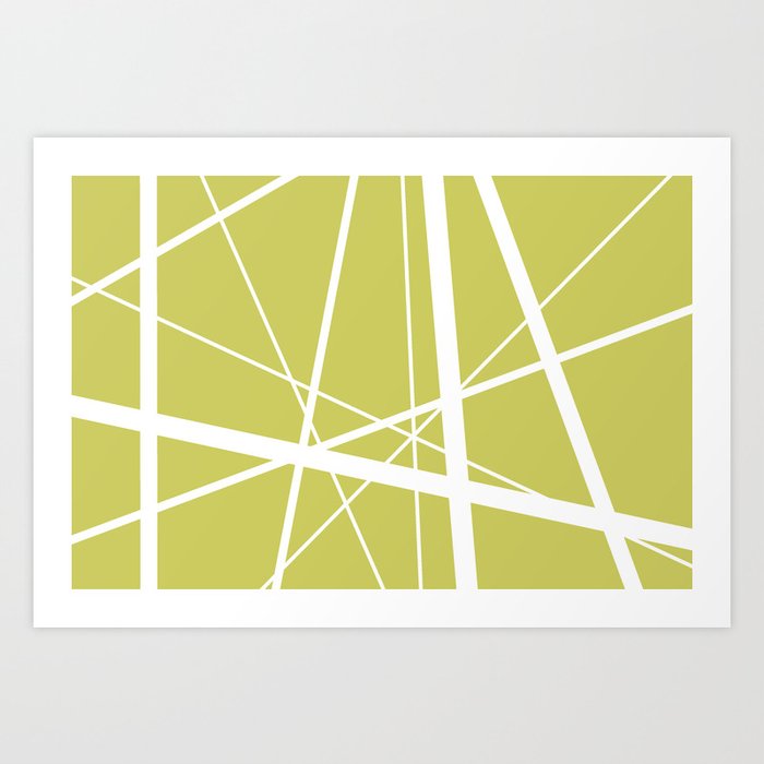 Mikado pattern graphic lines pastel yellow Art Print