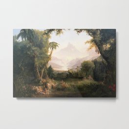 Garden of Eden Paradise with Penitent Adam and Eve landscape painting by Thomas Cole Metal Print | Alpine, Poppies, Creation, Paradise, Rainforest, Mountains, Art, Newworld, Firstdayoflife, Biblical 